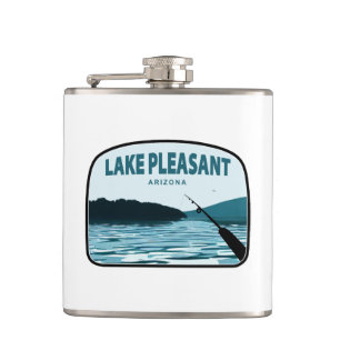 Lake Pleasant Arizona Fishing Rod Hip Flask