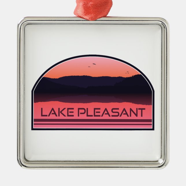 Lake Pleasant Arizona Red Sunrise Metal Ornament (Front)