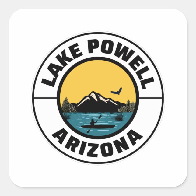 Lake Powell Arizona Mountain Fishing Kayaking Square Sticker (Front)