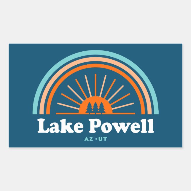Lake Powell Arizona Utah Rainbow Rectangular Sticker (Front)