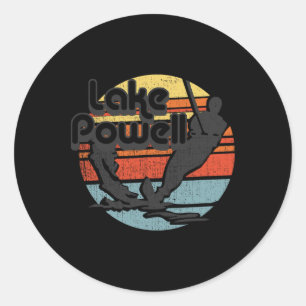 Lake Powell Arizona Water Skiing Retro Vintage Gif Classic Round Sticker