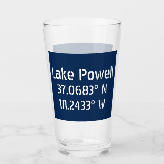 Lake Powell AZ Latitude Longitude  Glass (Front)