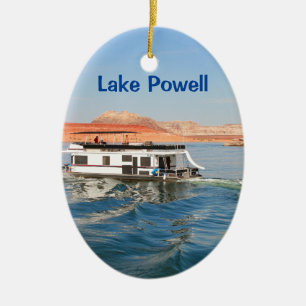 Lake Powell: Houseboat making waves, Arizona Ceramic Ornament