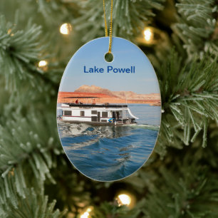 Lake Powell: Houseboat making waves, Arizona Ceramic Ornament