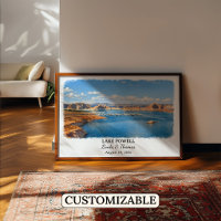 Lake Powell Utah Poster, Watercolor, Custom