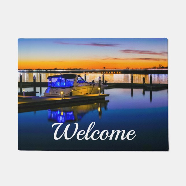 Lake Ray Hubbard Rockwall TX Sunset Welcome Doormat (Front)