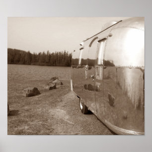 Lake Reflection Mirrored on Tin Can Sepia Photo Poster
