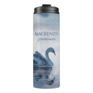 Lake Reflections Dusty Blue Swan Bridal Party Thermal Tumbler