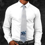 Lake Reflections | Dusty Blue Swan Groomsman Tie<br><div class="desc">Modern, dark, and moody hand-painted lake and swan wearable keepsake gift for your bridal party in soft dusty navy blue with a graceful swan and smoky early morning fog. From the "Reflections" collection, this watercolor design was inspired by the tranquil quiet time when you can be with the one you...</div>