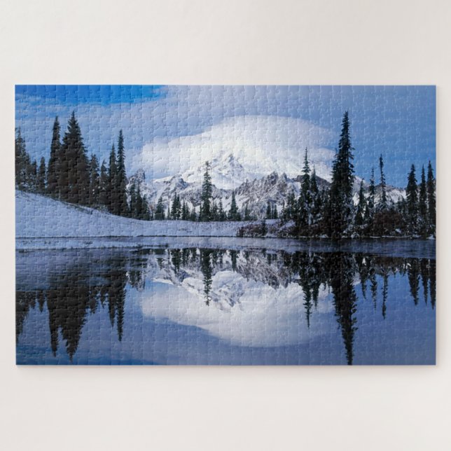 Lake Reflections In Winter Jigsaw Puzzle (Horizontal)