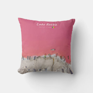Lake Retba, Senegal - Pink Lake Boats Cushion