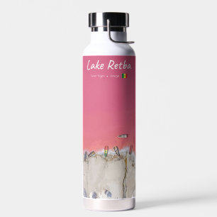 Lake Retba, Senegal - Pink Lake Boats Water Bottle