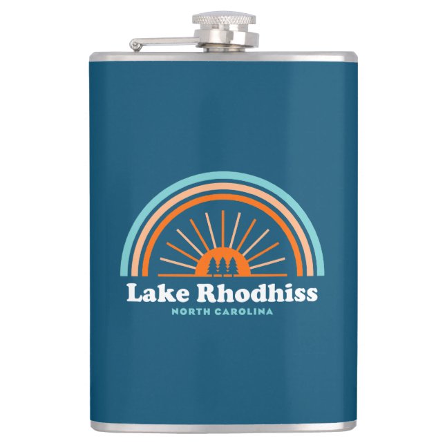Lake Rhodhiss North Carolina Rainbow Hip Flask (Front)