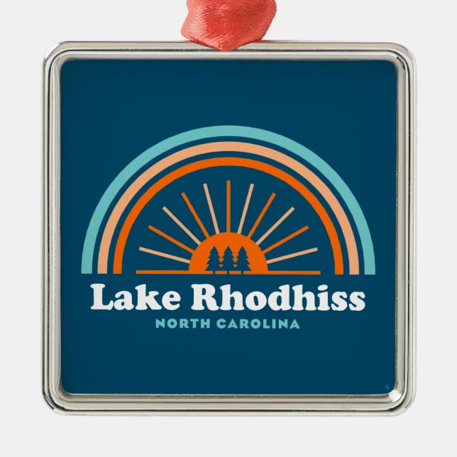 Lake Rhodhiss North Carolina Rainbow Metal Ornament (Front)