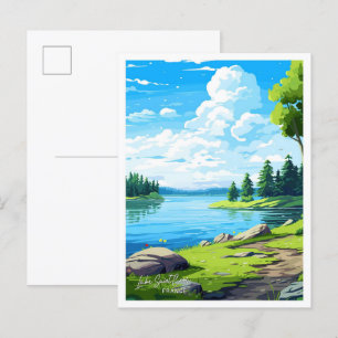 Lake Saint Croix France Vintage illustration Postcard