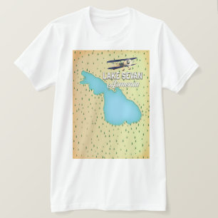 Lake Sevan Armenia map T-Shirt
