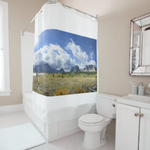 Lake Sherburne Entry - Glacier National Park Shower Curtain