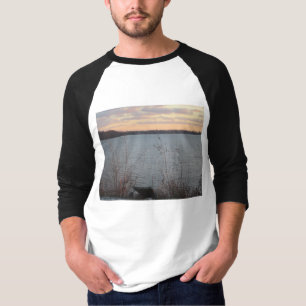 Lake Shore Sunset Mens Raglan T-Shirt