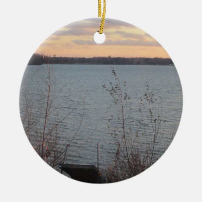 Lake Shore Sunset Ornament (Front)