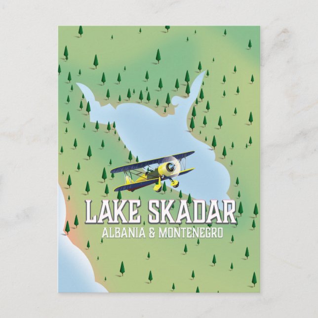 Lake Skadar Albania and Montenegro lake map Postcard (Front)