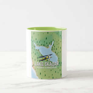 Lake Skadar Albania and Montenegro lake map Two-Tone Coffee Mug