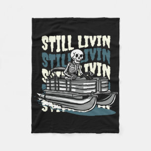 Lake Skeleton - Boating Pontoon Boat Fleece Blanket