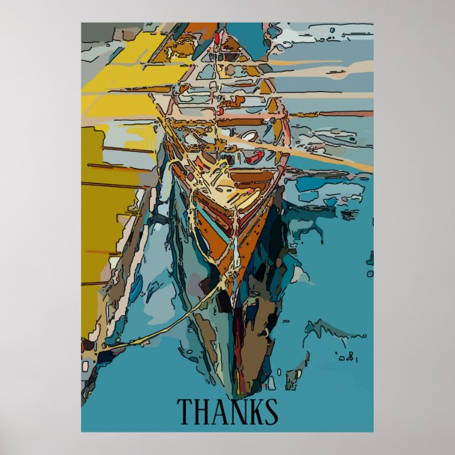 Lake Skiff, abstract, edit text Poster (Front)