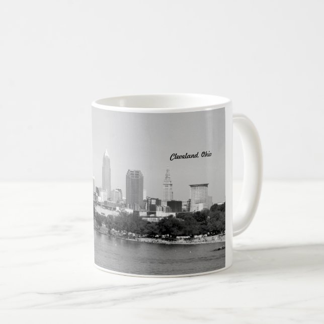 Lake Skyline (Cleveland OH) B&W Mug (Front Right)