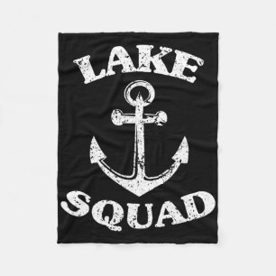 Lake Squad Boating Lake Gifts Funny Boat Vacation Fleece Blanket