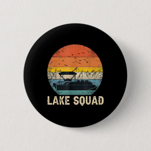 Lake Squad Vintage Pontoon Boat Captain Summer Vib 6 Cm Round Badge