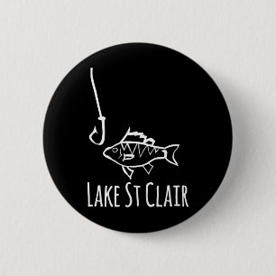 Lake St Clair Michigan Fishing Fish With Hook Whim 6 Cm Round Badge