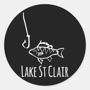 Lake St Clair Michigan Fishing Fish With Hook Whim Classic Round Sticker