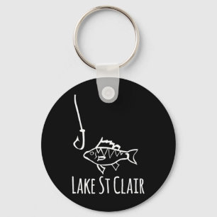 Lake St Clair Michigan Fishing Fish With Hook Whim Key Ring