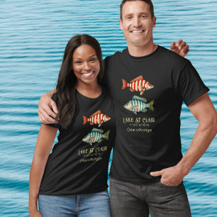 Lake St. Clair Ontario Michigan nautical fish T-Shirt