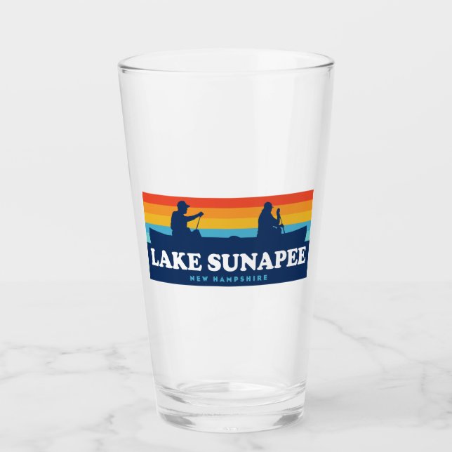 Lake Sunapee New Hampshire Canoe Glass (Front)