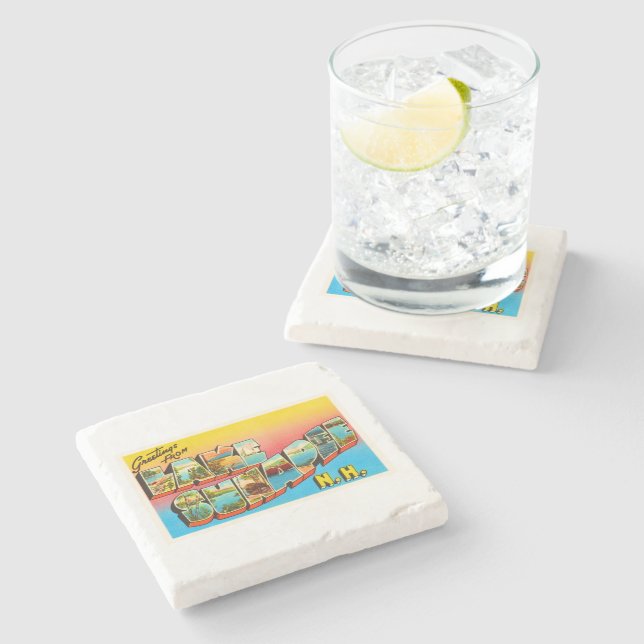 Lake Sunapee New Hampshire NH Old Travel Souvenir Stone Coaster (Side)