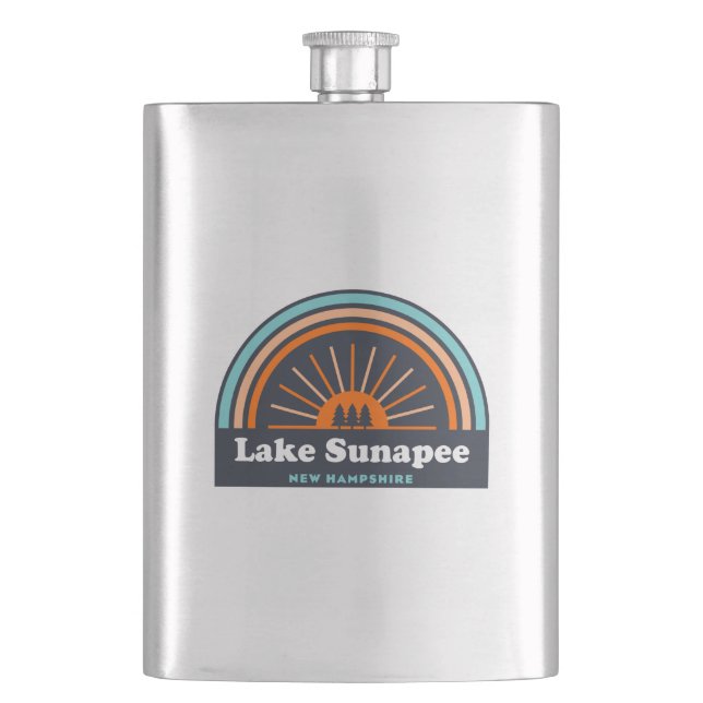 Lake Sunapee New Hampshire Rainbow Hip Flask (Front)