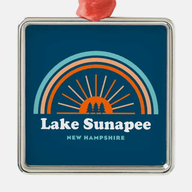 Lake Sunapee New Hampshire Rainbow Metal Ornament (Front)