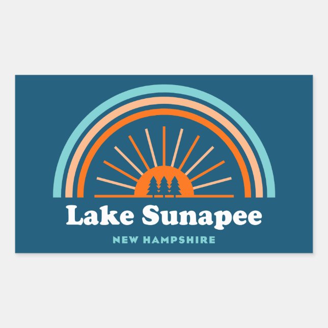 Lake Sunapee New Hampshire Rainbow Rectangular Sticker (Front)