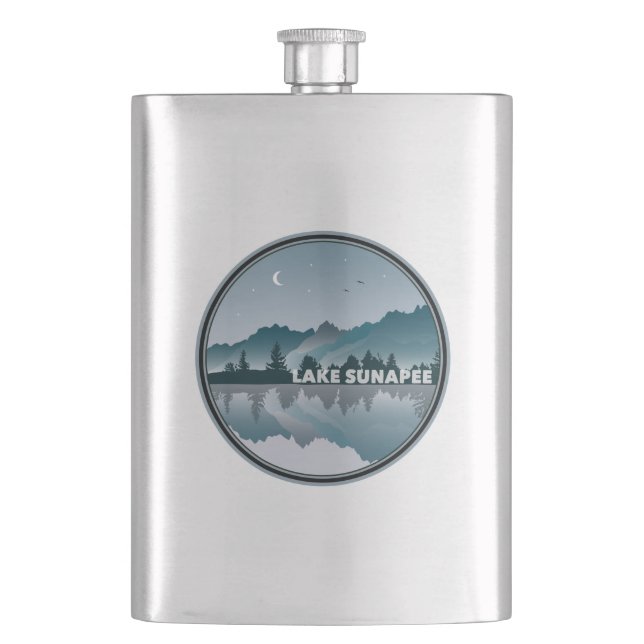 Lake Sunapee New Hampshire Reflection Hip Flask (Front)