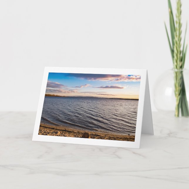 "Lake Sunset" blank folded greeting card (Front)