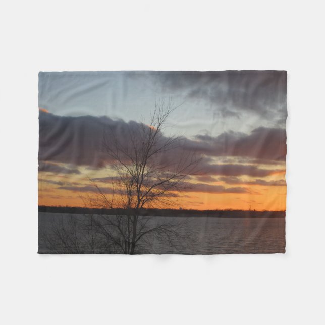 Lake Sunset Fleece Blanket (Front (Horizontal))