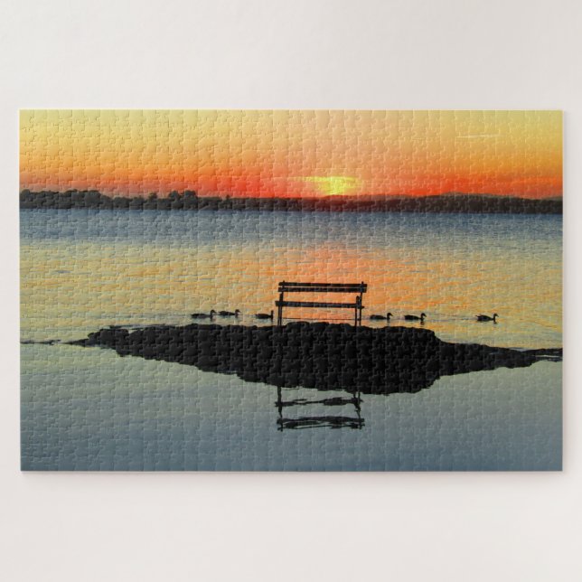 lake sunset seat jigsaw puzzle (Horizontal)