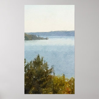 Lake Superior Beautiful Abstract Watercolor Poster