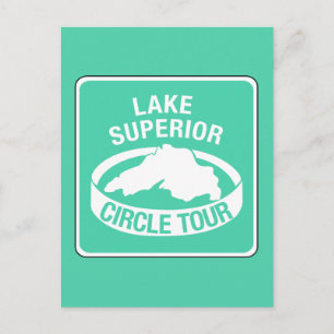 Lake Superior Circle Tour, Traffic Sign, USA Postcard