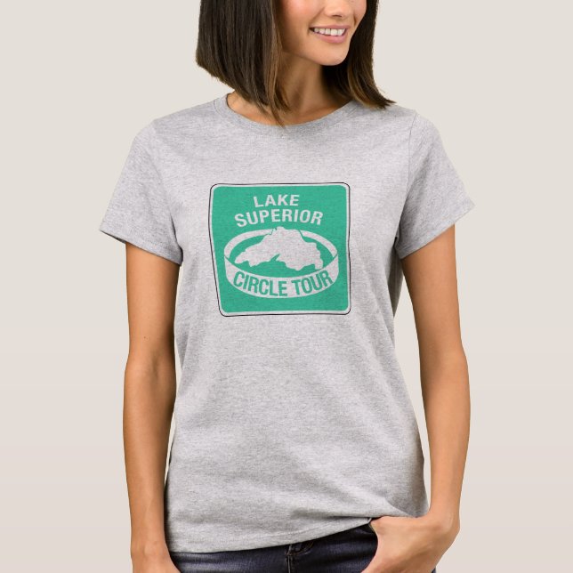 Lake Superior Circle Tour, Traffic Sign, USA T-Shirt (Front)