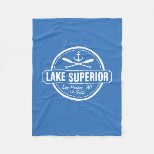 Lake Superior, custom town, name, anchor, paddles Fleece Blanket