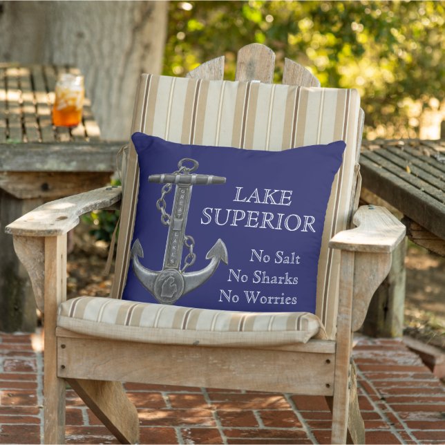 Lake Superior distressed nautical pirate anchor Cushion (Chair)