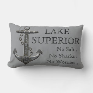 Lake Superior distressed nautical pirate anchor Lumbar Cushion