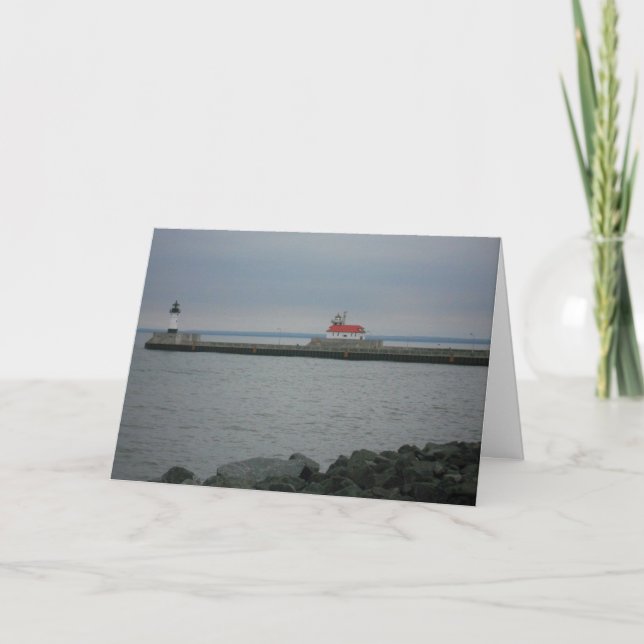 "Lake Superior Lighthouses" Birthday Card (Front)